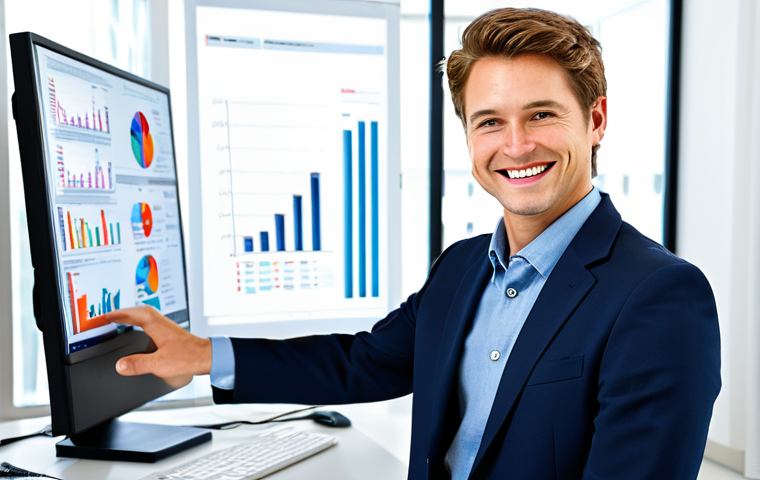 Data-Driven Designer**

A professional fashion designer, fully clothed in appropriate business attire, analyzing sales data on a large monitor in a modern, brightly lit office. The monitor displays charts and graphs related to clothing sales trends. The designer is smiling confidently. Perfect anatomy, correct proportions, well-formed hands, proper finger count, natural body proportions, professional, safe for work, appropriate content, family-friendly.

**